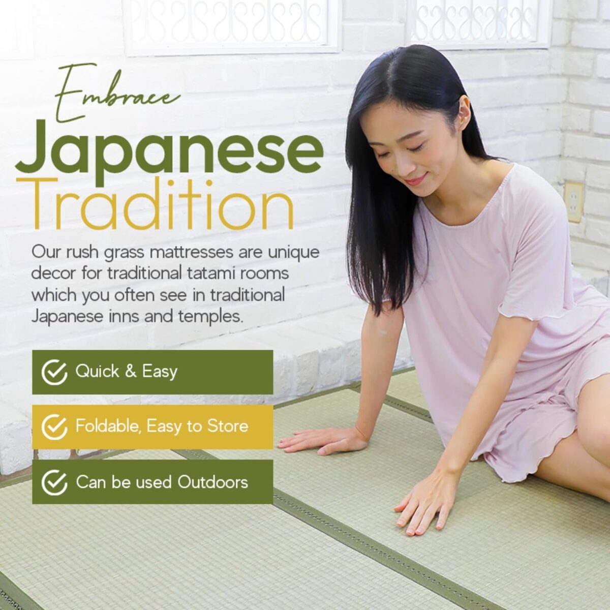 MIINA Twin Tatami Mat Igusa (Rush Grass) Floor Mat